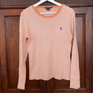 Ralph Lauren Sport long sleeved t shirt vintage orange ombré stripe on white L